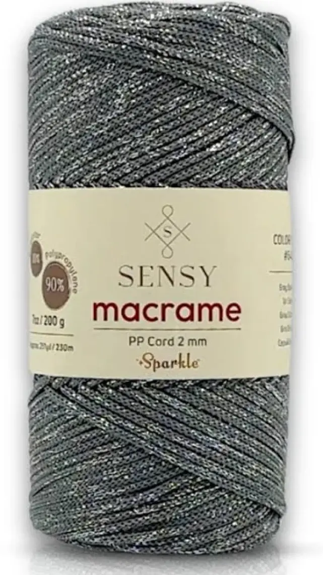 Sensy Premium Simli 200 gr Polyester Makrome Ipi 2 mm - 230 M Supla Ip ve Çanta Ipliği