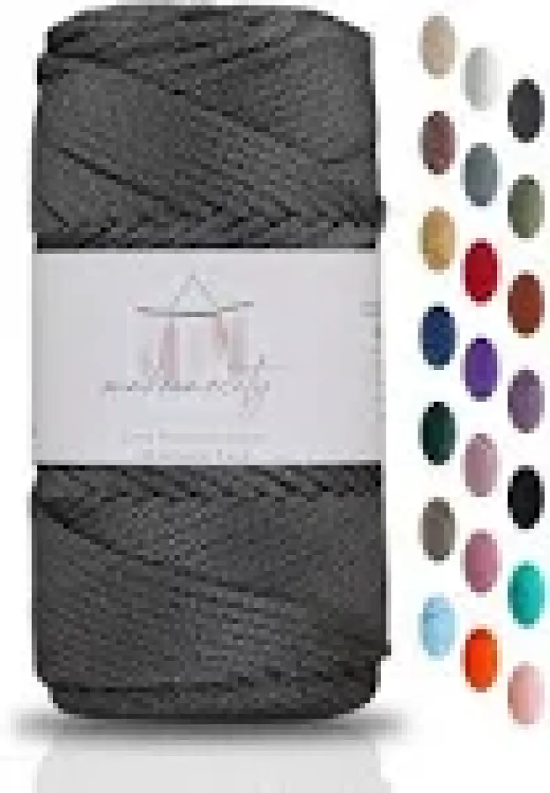 Premium 100 gr Polyester Makrome Ipi Antrasit 2mm - 120 M Supla Ip ve Çanta Ipliği