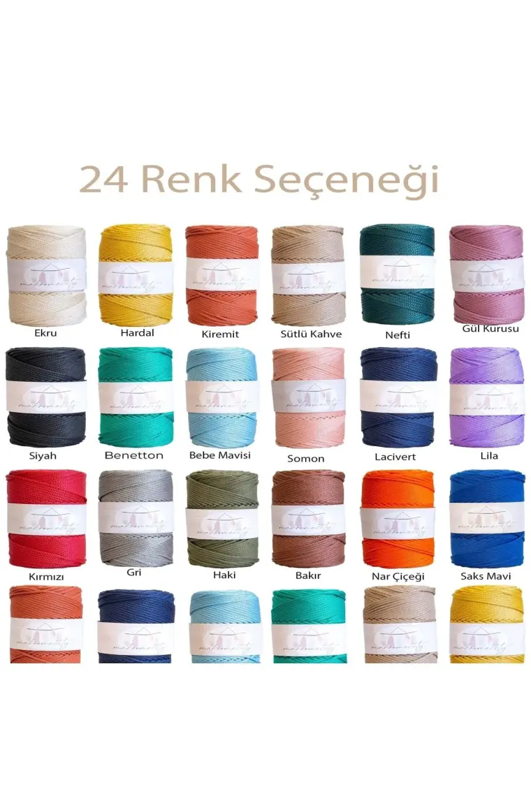 Premium 100 gr Polyester Makrome Ipi Antrasit 2mm - 120 M Supla Ip ve Çanta Ipliği