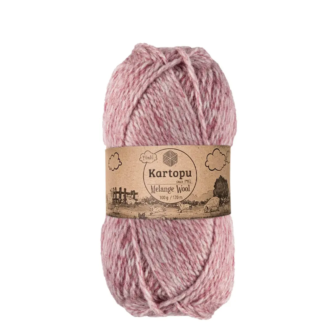 Kartopu Melange Wool El Örgü Ipi Renk KODU:K9004 - Pembe Melanj