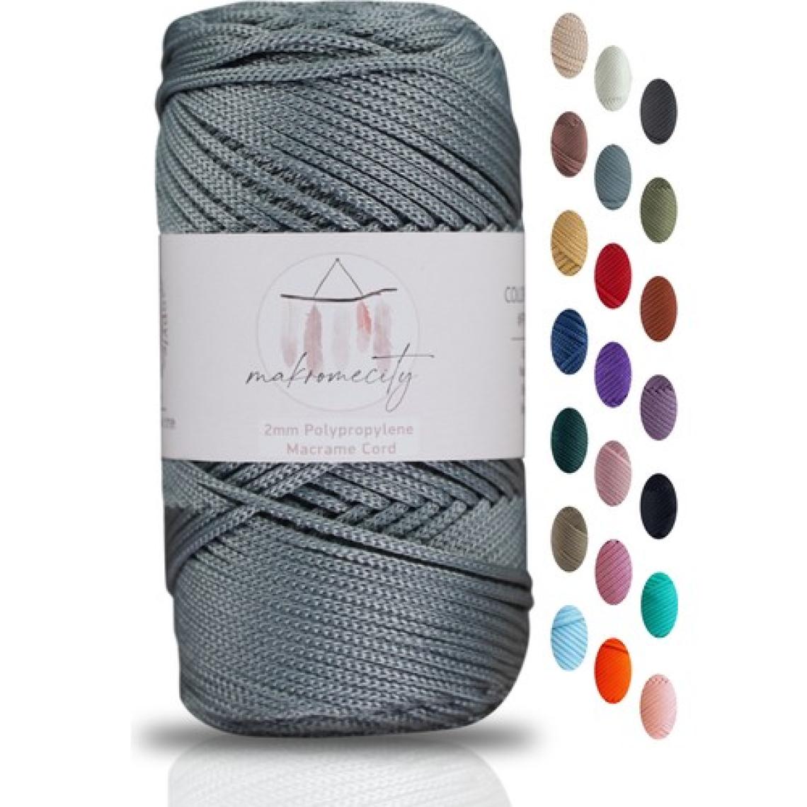 Premium 100 gr Polyester Makrome Ipi Gri 2mm - 120 M Supla Ip ve Çanta Ipliği