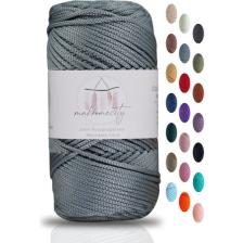 Premium 100 gr Polyester Makrome Ipi Gri 2mm - 120 M Supla Ip ve Çanta Ipliği