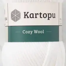 Kartopu Cozy Wool K010 Beyaz %25 Yün Karışımlı Kalın Örgü Ipi