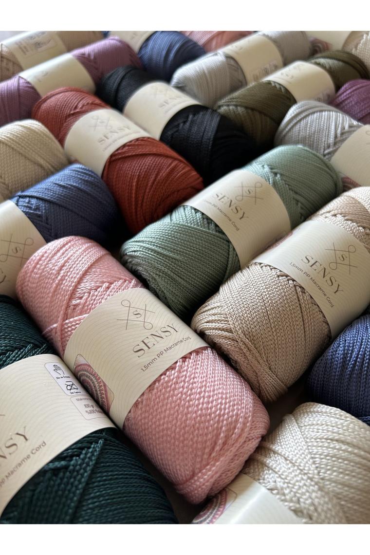 Sensy Premium 1,5 mm 100 gr Polyester Makrome Ipi 150 M Supla Ip ve Çanta Ipliği Makrame Ip