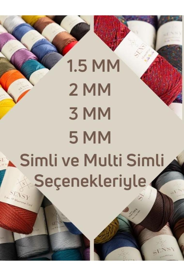 Sensy Premium 1,5 mm 100 gr Polyester Makrome Ipi 150 M Supla Ip ve Çanta Ipliği Makrame Ip