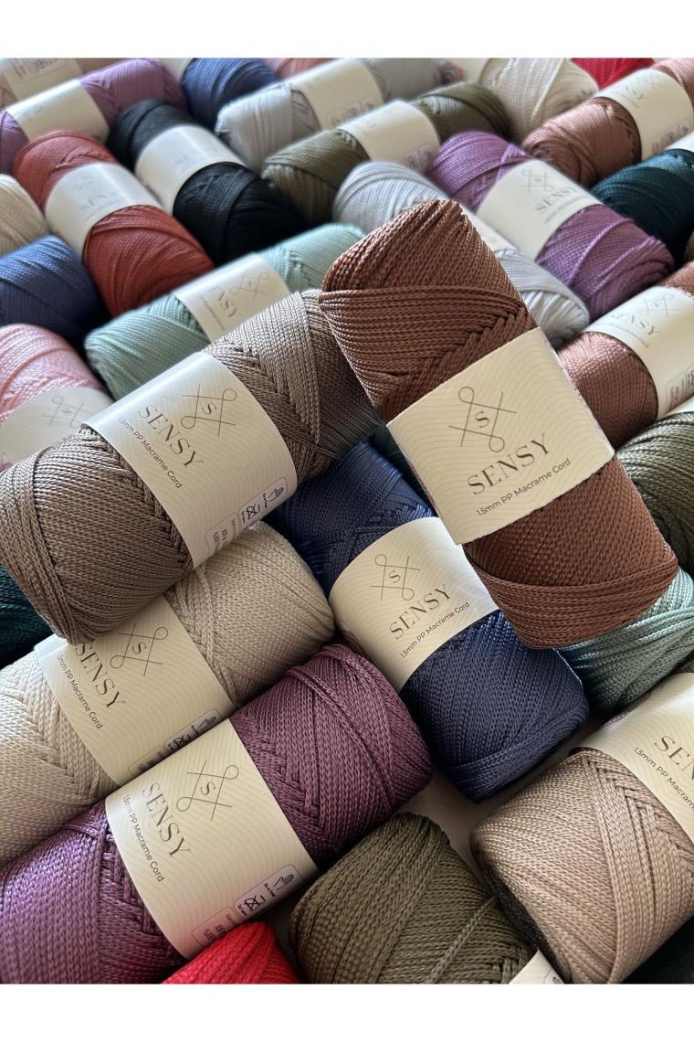 Sensy Premium 1,5 mm 100 gr Polyester Makrome Ipi 150 M Supla Ip ve Çanta Ipliği Makrame Ip