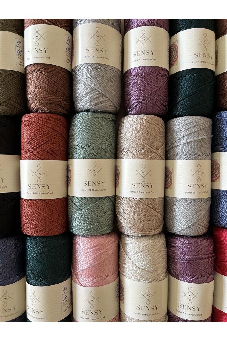 Sensy Premium 1,5 mm 100 gr Polyester Makrome Ipi 150 M Supla Ip ve Çanta Ipliği Makrame Ip