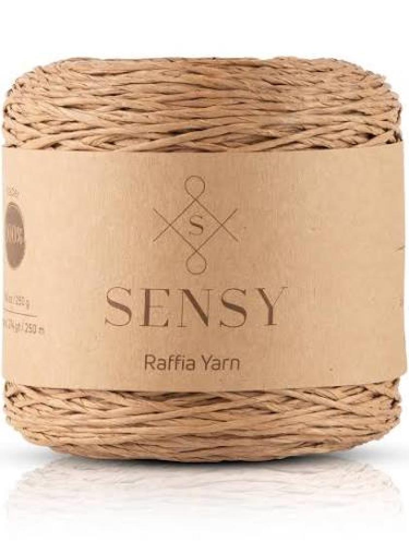Sensy Premium 250 Gram Doğal Kağıt İp, Hasır Kağıt İplik, Rafya, Çanta, Supla, Şapka İpi, 250 Metre
