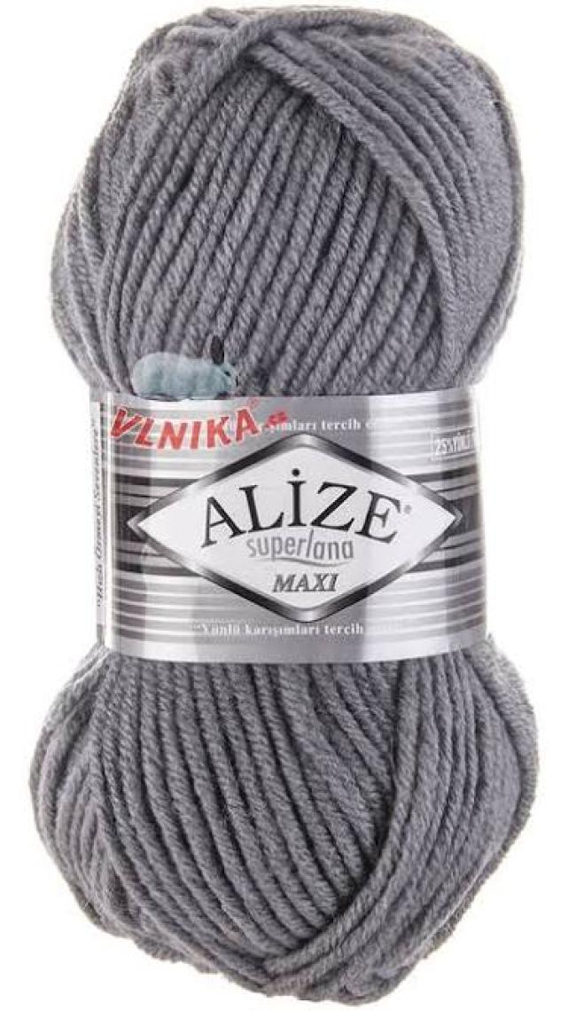 Alize Superlana Maxi El Örgü Ipi Renk Kodu:87-Kömür Grisi