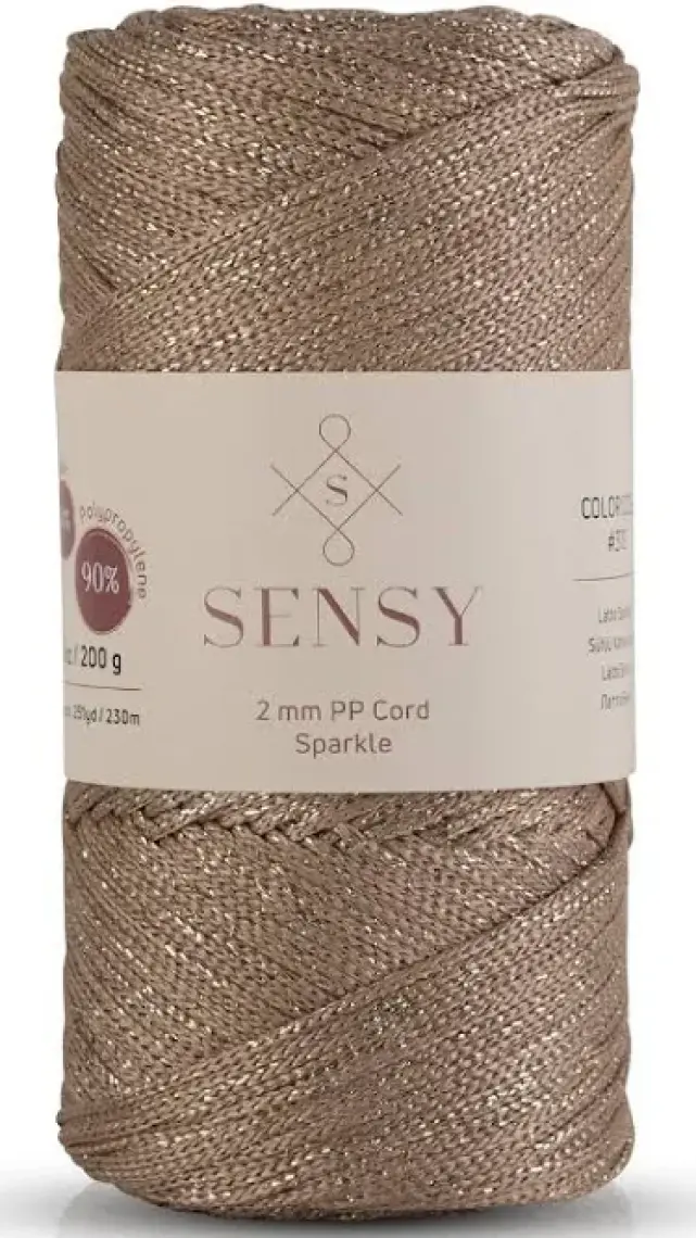 Sensy Premium Simli 200 gr Polyester Makrome Ipi 2 mm - 230 M Supla Ip ve Çanta Ipliği