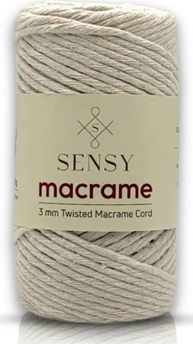Sensy Premium Üç Büküm Pamuk Taranan Makrome Makrame Halat Hobi Ipi 3 Büküm