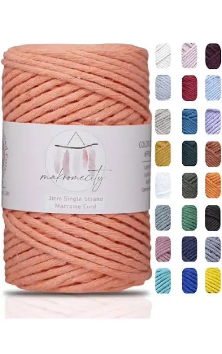 Makromecity Taranan Makrome Ipi 3mm Taranabilir Pamuk Makrome Ipi Makrame Ipi Ekru