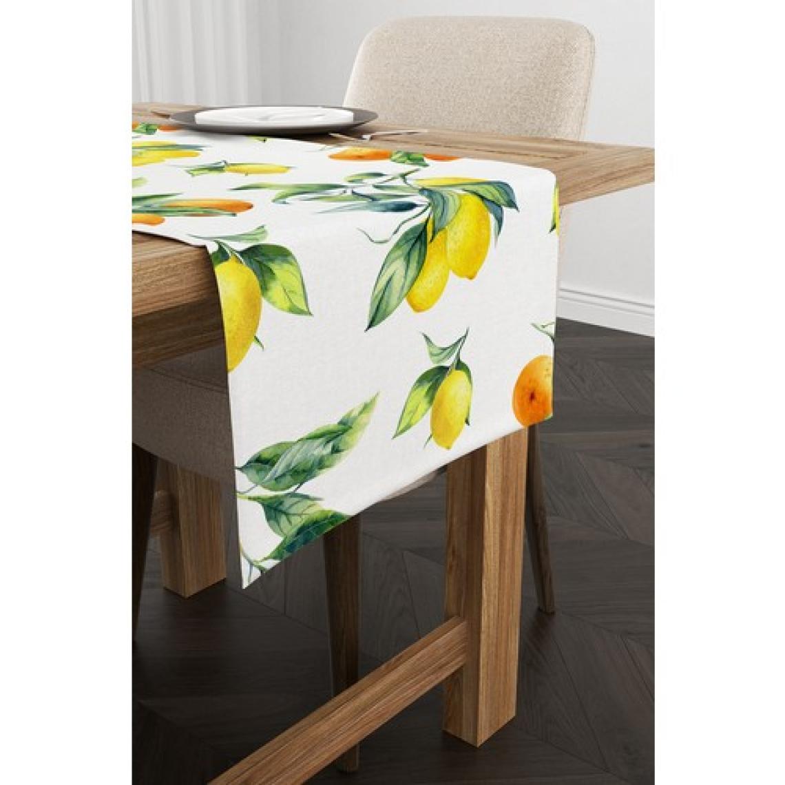 Cango Home Beyaz Sarı Limon Desenli Dijital Baskılı Runner  - OYTYK895-RN