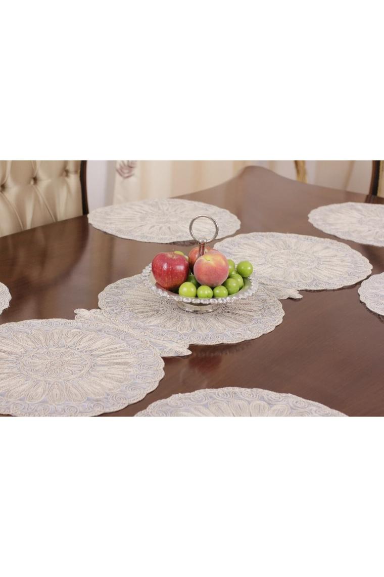 Amerikan Servis 8 Kişilik Valeria Bej Supla Ve Runner Set 9 Parça Sunum Takımı