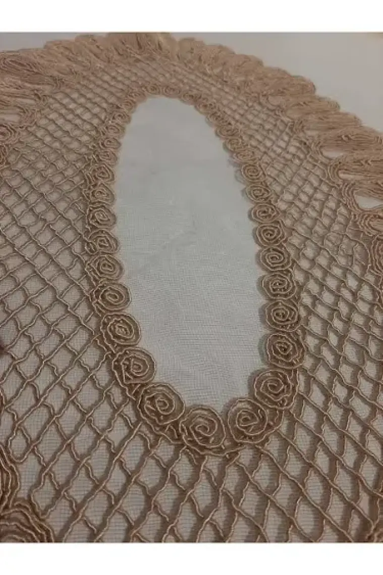 Nakışlı Supla, Bej Renk Oval Supla - Lüks Tekli Supla, Amerikan Servis Supla, Tabak Altlığı Vivien
