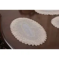 Nakışlı Supla, Bej Renk Oval Supla - Lüks Tekli Supla, Amerikan Servis Supla, Tabak Altlığı Vivien
