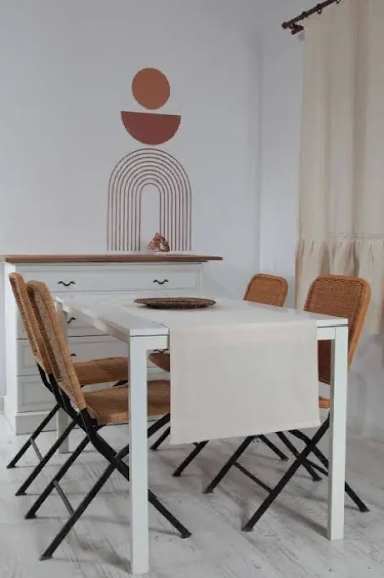 Bedinn Naturel Runner Düz Pamuk Keten Otantik 50X150 cm