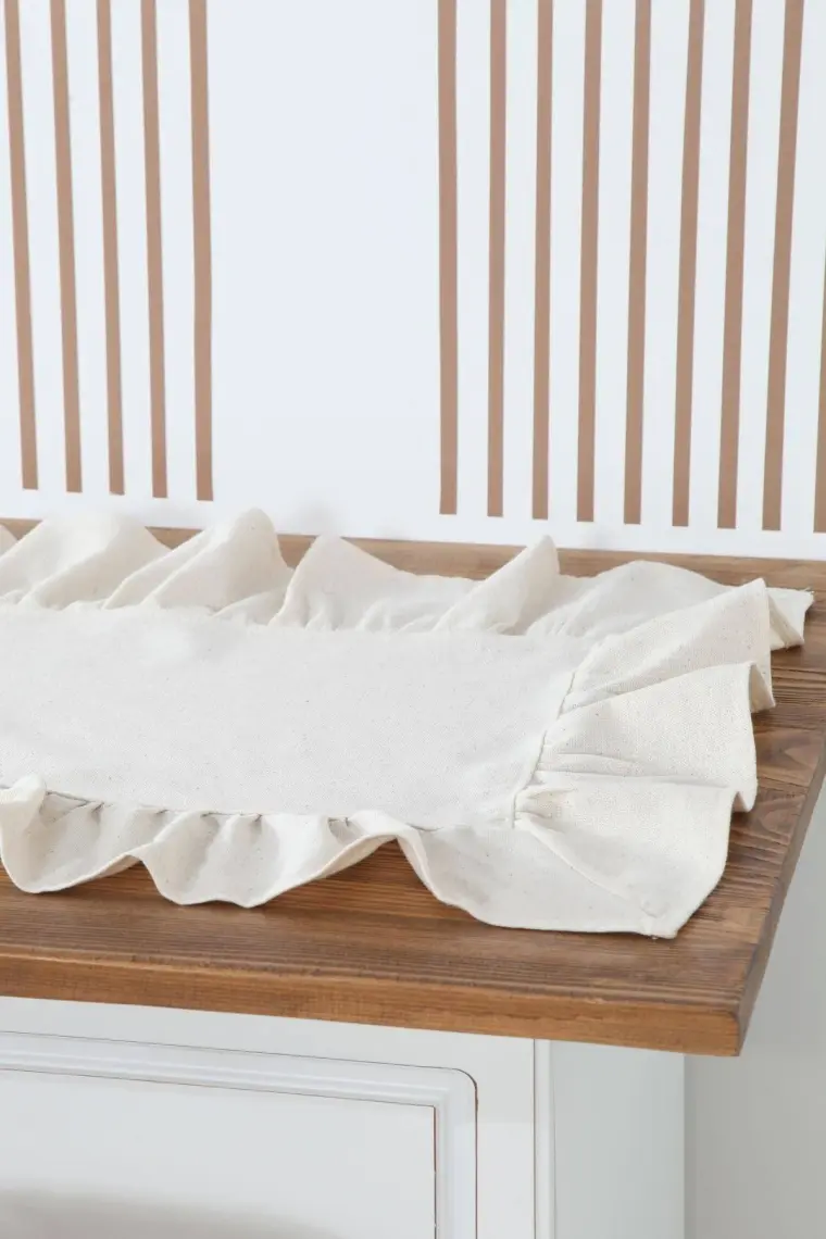 Cotton Maison Naturel Fırfırlı Runner Vintage
