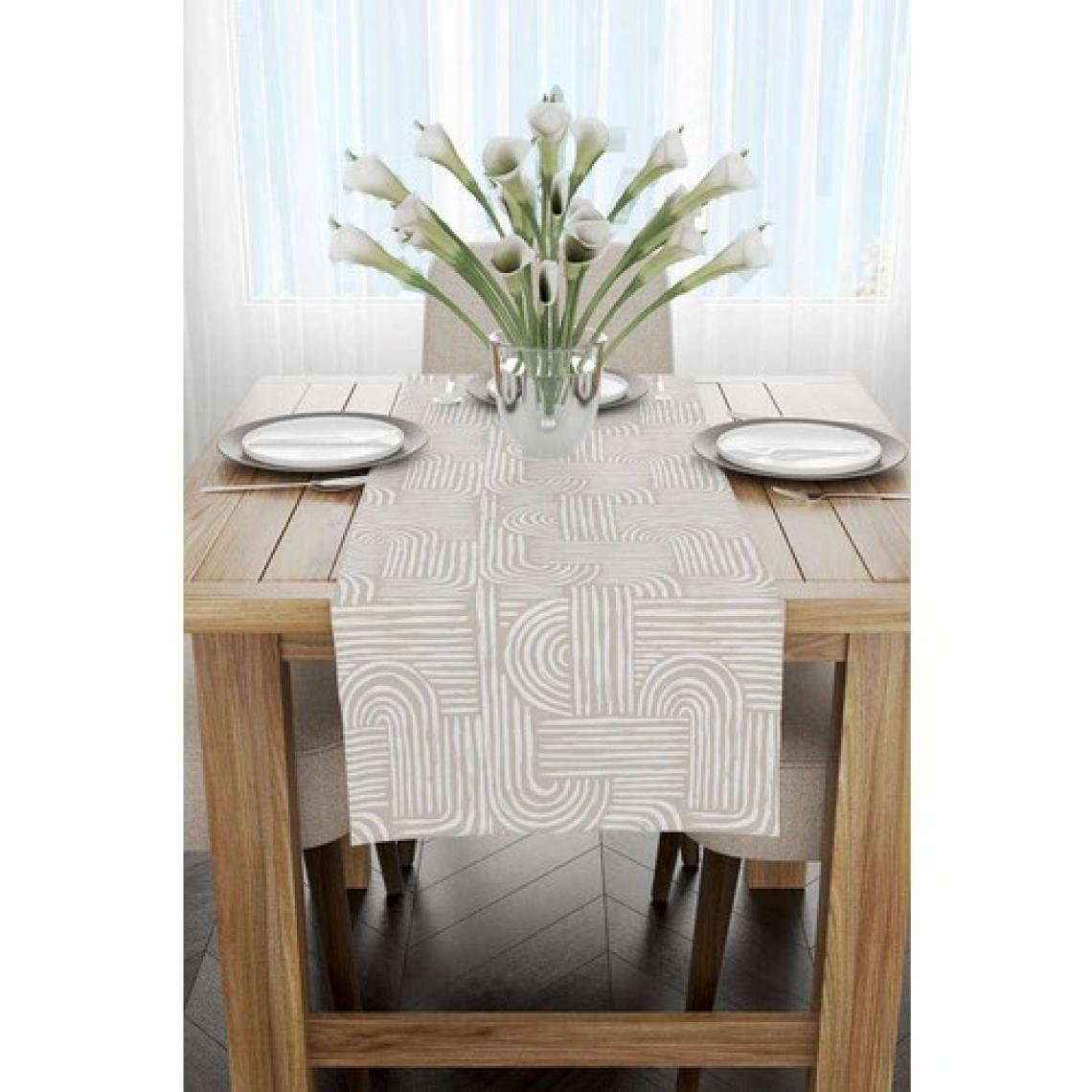 Cango Home Krem Beyaz Bohem Iskandinav Geometrik Desenli Dijital Baskılı Runner CGH1207-RN