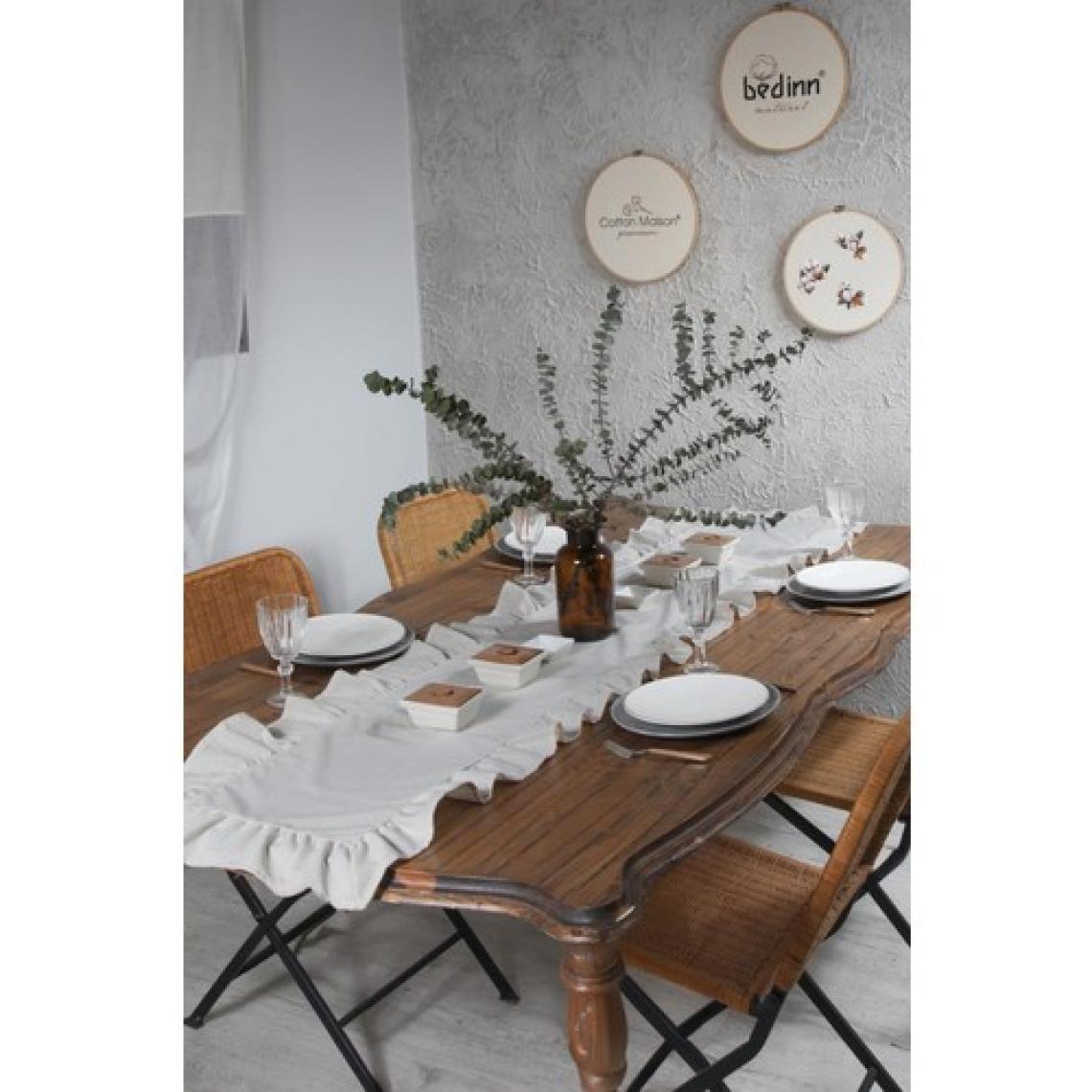 Cotton Maison Naturel Fırfırlı Runner Vintage