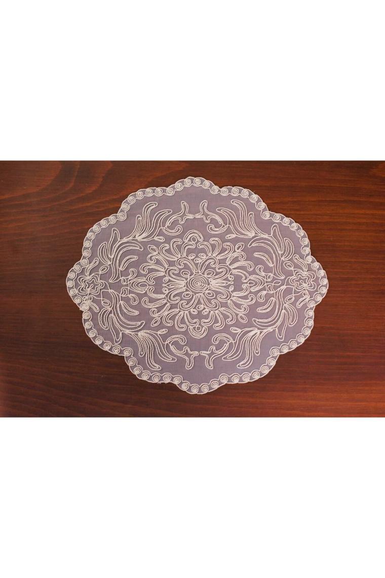 Amerikan Servis 12 Kişilik Supla Ve Runner Set Bej Renk 13 Parça Set Masa Ve Sunum Takımı