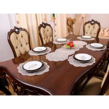 Amerikan Servis 12 Kişilik Supla Ve Runner Set Bej Renk 13 Parça Set Masa Ve Sunum Takımı