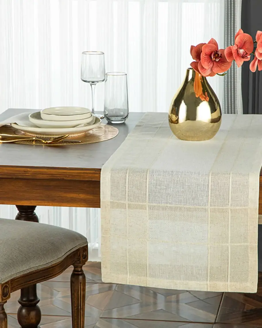 English Home Lux Linen Look Polyester Runner 40  x 150 cm Bej
