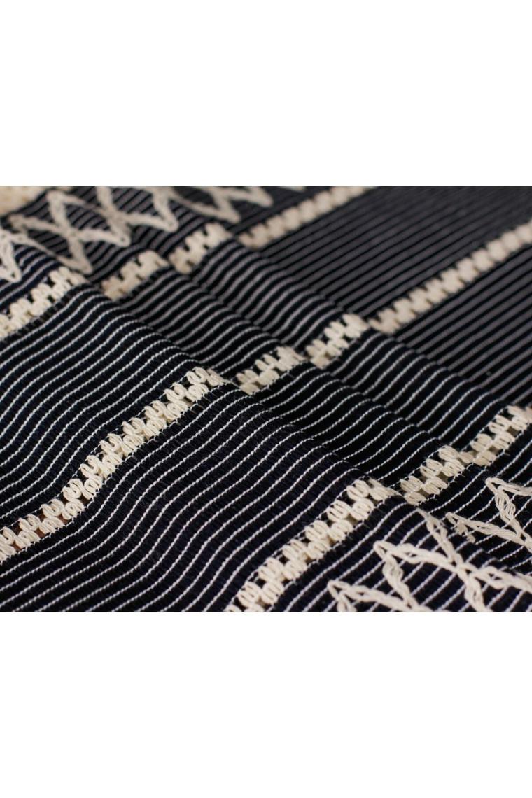 Örme Lacivert Runner , Püsküllü Organik Pamuk Dantel Örme Runner 35x155 Cm Regina Runner Örtüsü