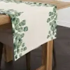 Cango Home Yeşil Krem Yaprak Desenli Dijital Baskılı Runner CGH1102-RN