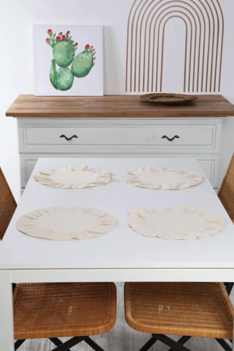Naturel Amerikan Servisi Yuvarlak 4'lü Vintage 40 cm