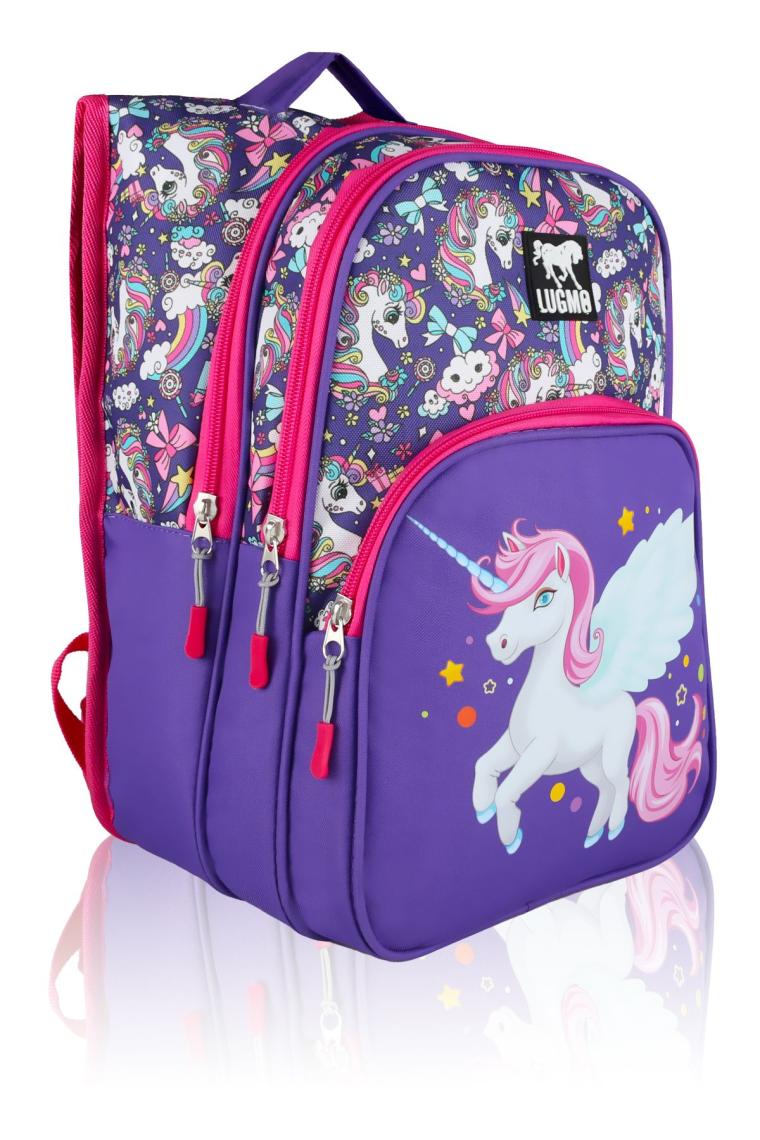 Lugmo Unicorn 3 Lü Ilkokul Çanta Seti  Kız Çocuk Çantası Astarlı Pedli Mor