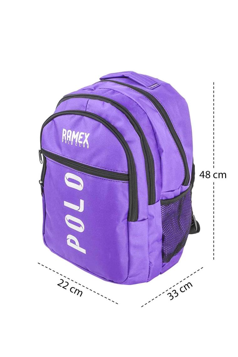 POLO Yazılı Mor Sırt Çantası, Okul Çantası, Okul Sırt Çantası