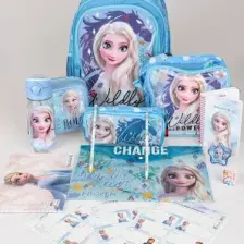 Elsa Dekomus Lisanslı "mavi Karlar Ülkesi Elsa Frozen Koleksiyonu "okul ,beslenme ve Kalem Çantası,matara,beslenme Kabı Ile Full Okul/kırtasiye Seti