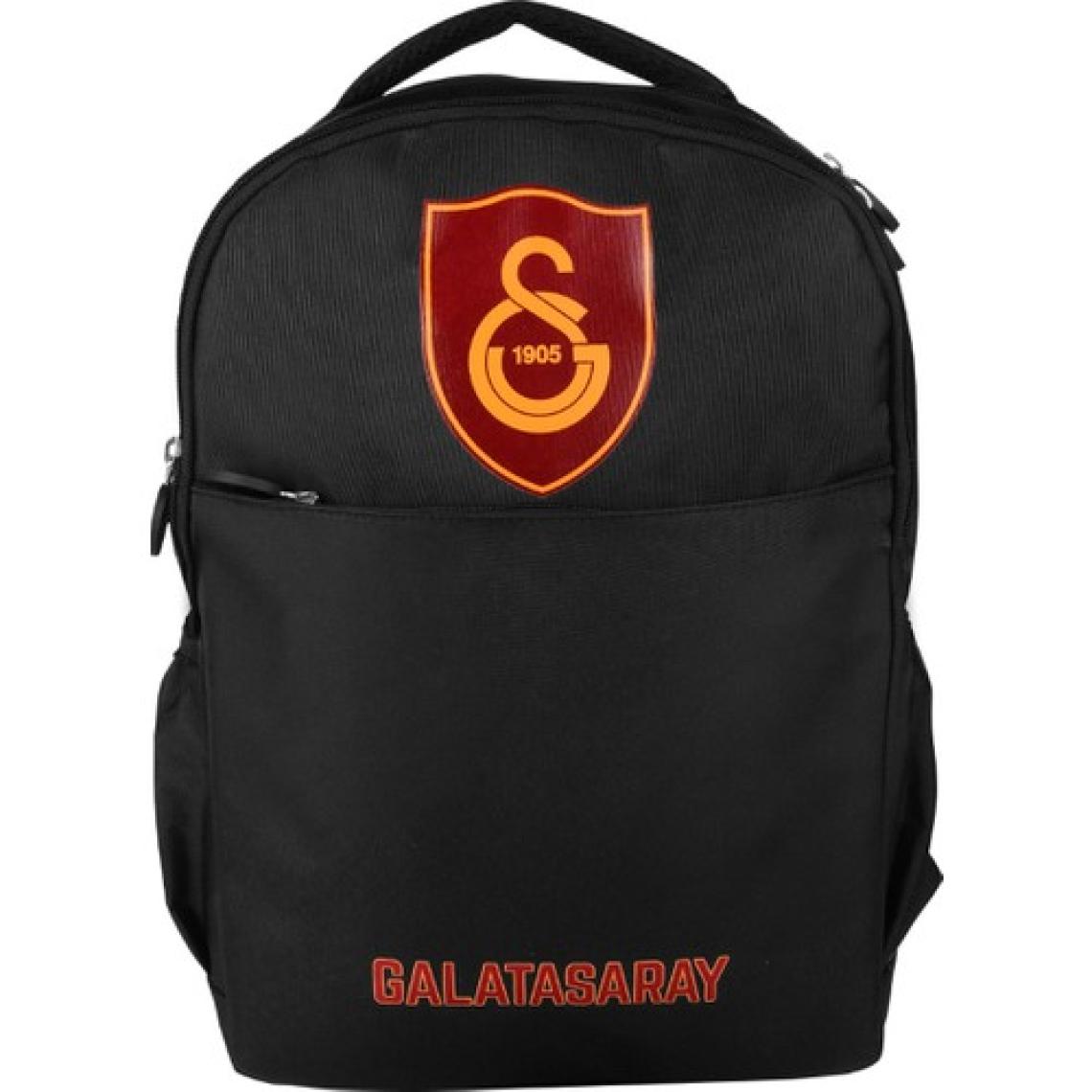 Galatasaray Lisanslı Kırmızı Logo Baskılı Siyah Sırt Çantası Çift Bölmeli Okul Çantası 24520