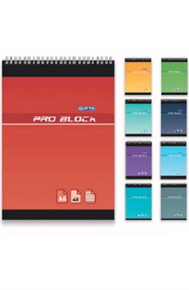 Gıpta Pro Block A6 Defter Karton Kapak Spiralli Kareli 40 Yaprak