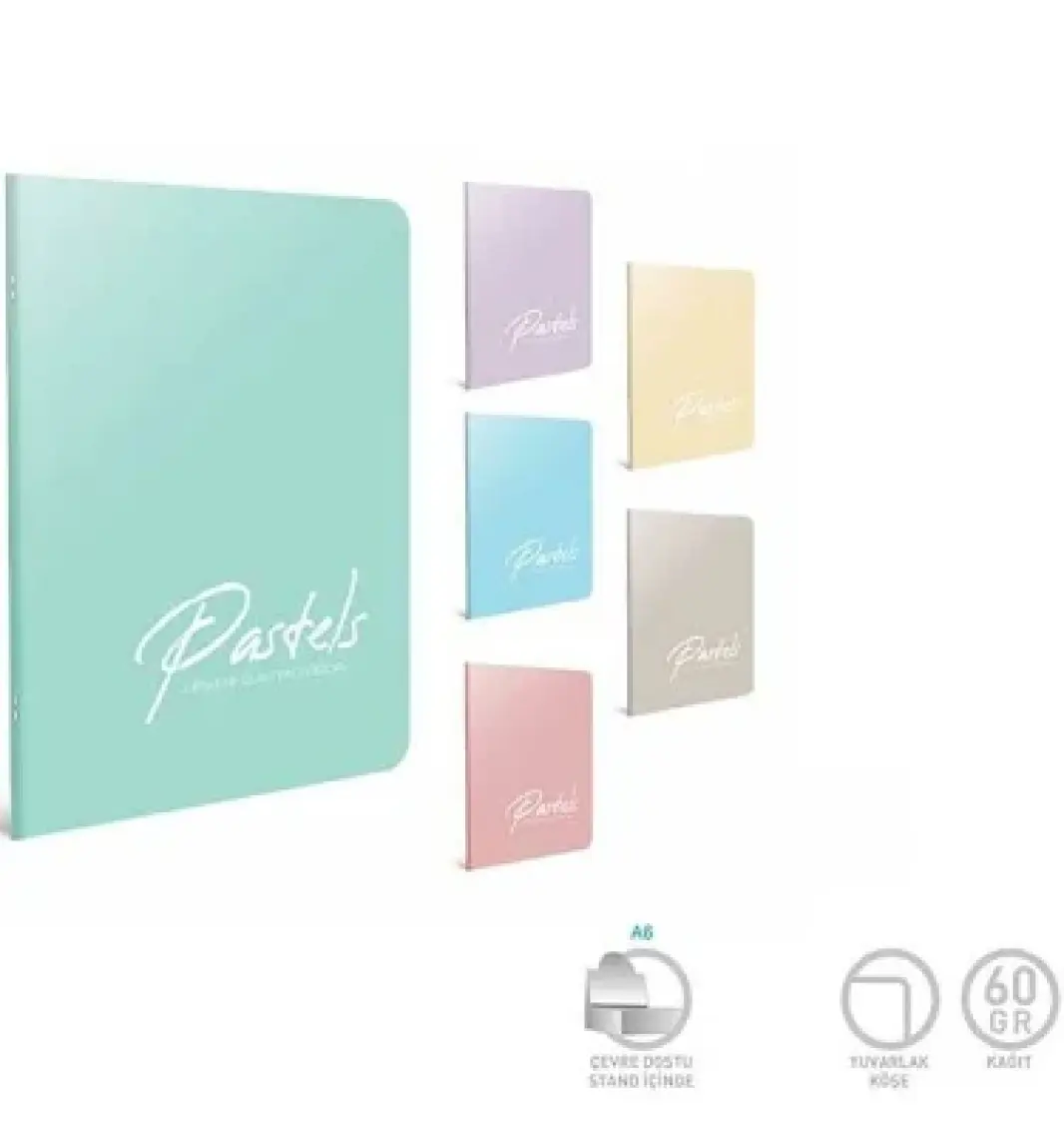 FKM Gıpta 80 Yaprak Çizgili Harita Metot Defter Pastel Renk A4 Plastik Kapak