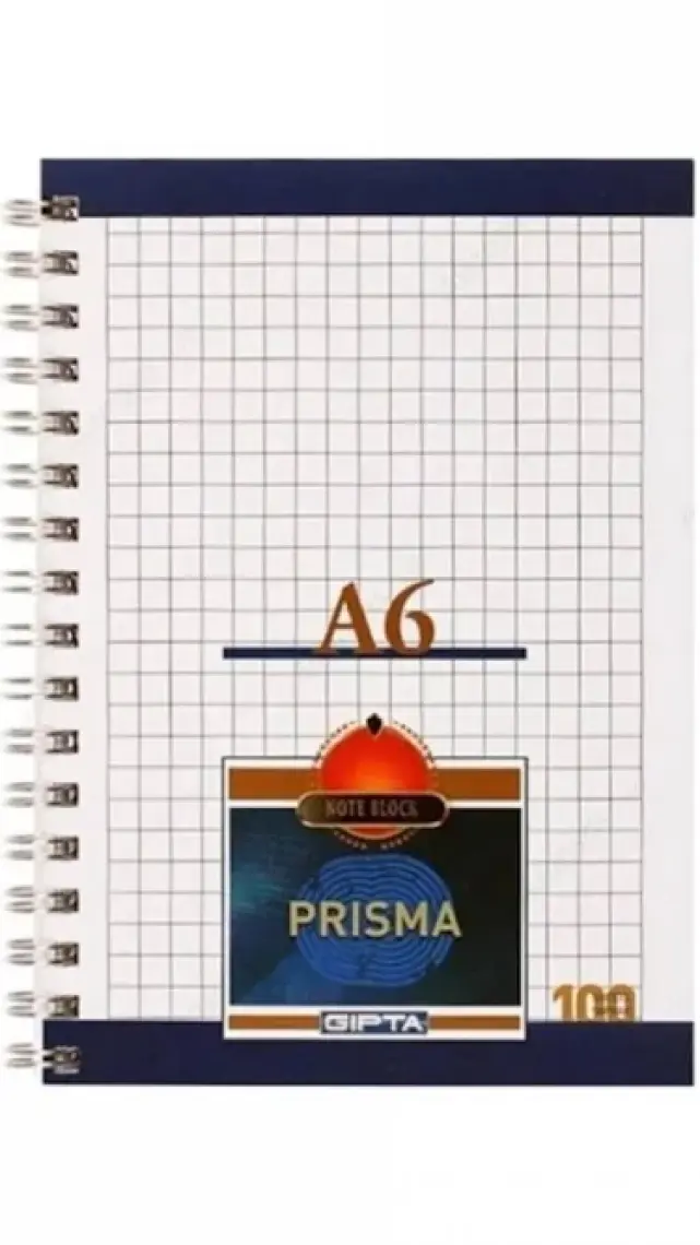 Gıpta Prısma Block A6 Bloknot Spiralli Karton Kapak Kareli 100 Yp.