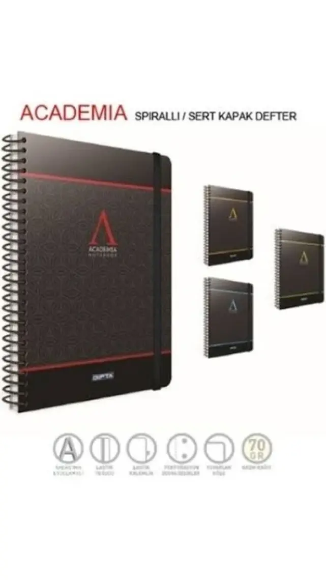 Gıpta Academia Spiralli Sert Kapaklı Defter Kareli
