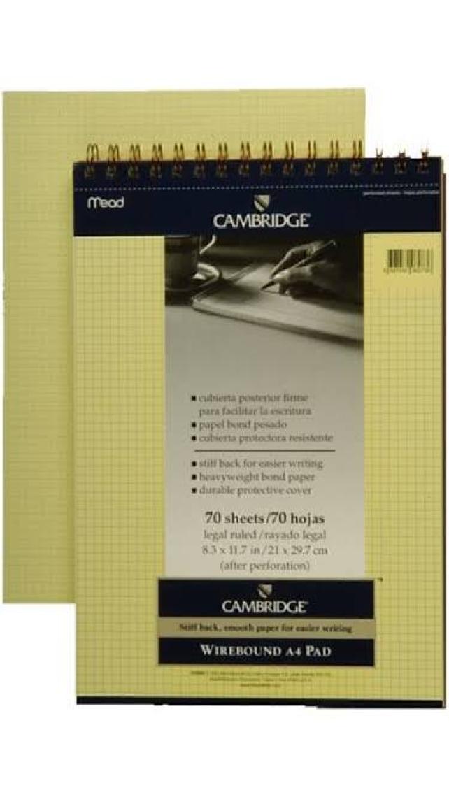 Mead-259880 Cambridge Sarı A4 70/4 Kareli
