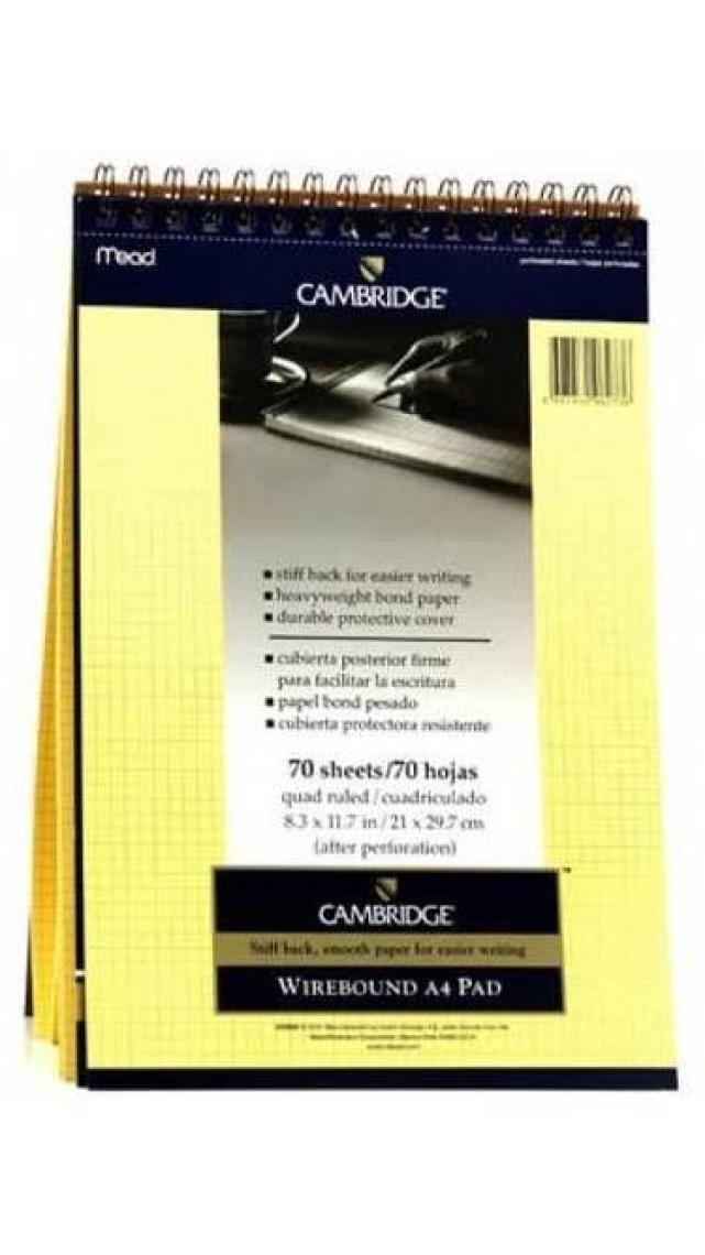 Mead-259880 Cambridge Sarı A4 70/4 Kareli