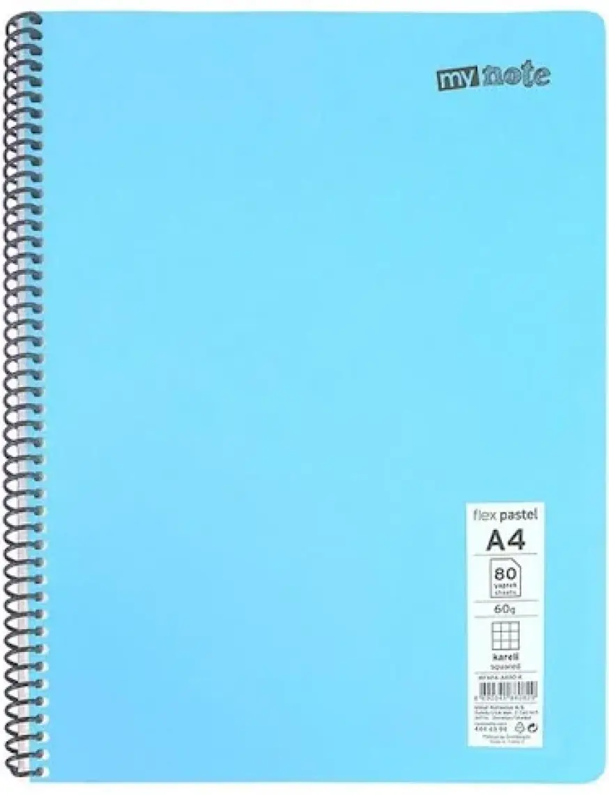 MyNote Flex Pastel A4 60 Yaprak Çizgili Spiralli Plastik Kapak 1 Adet