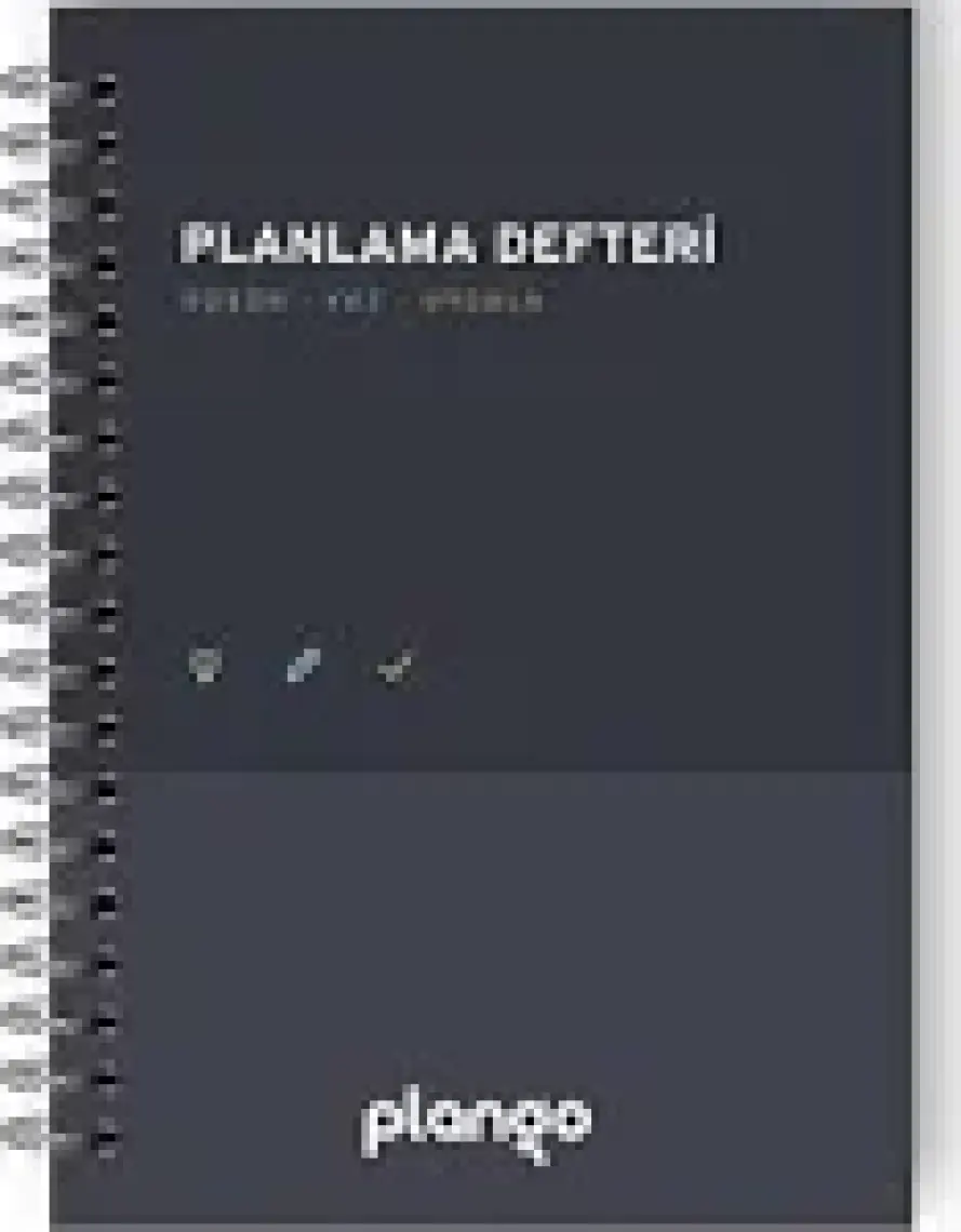 Plango Günlük Planlayıcı Defter - 1 Adet, Siyah ve Gri, 17x24 cm, Renkli Tasarımlı, Sert Kapak