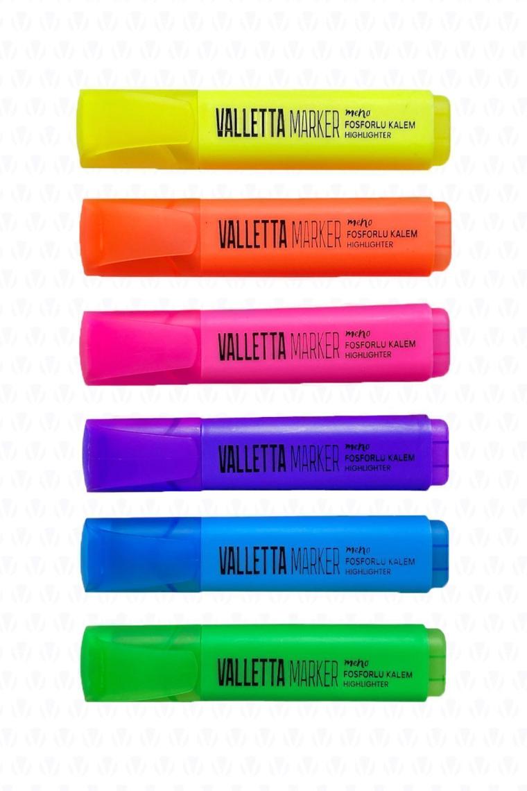 Meno 6'lı Canlı Renk Fosforlu Highlighter Kalem Seti