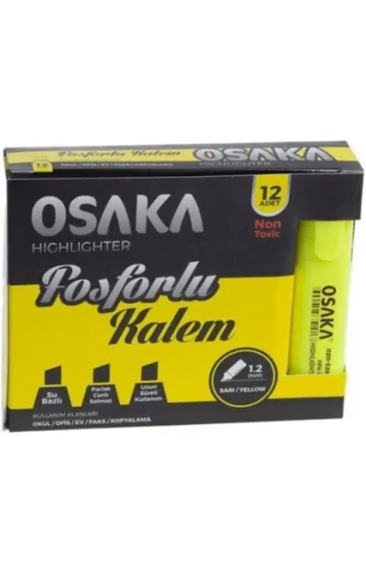 Osaka Fosforlu Kalem Sarı 12'li