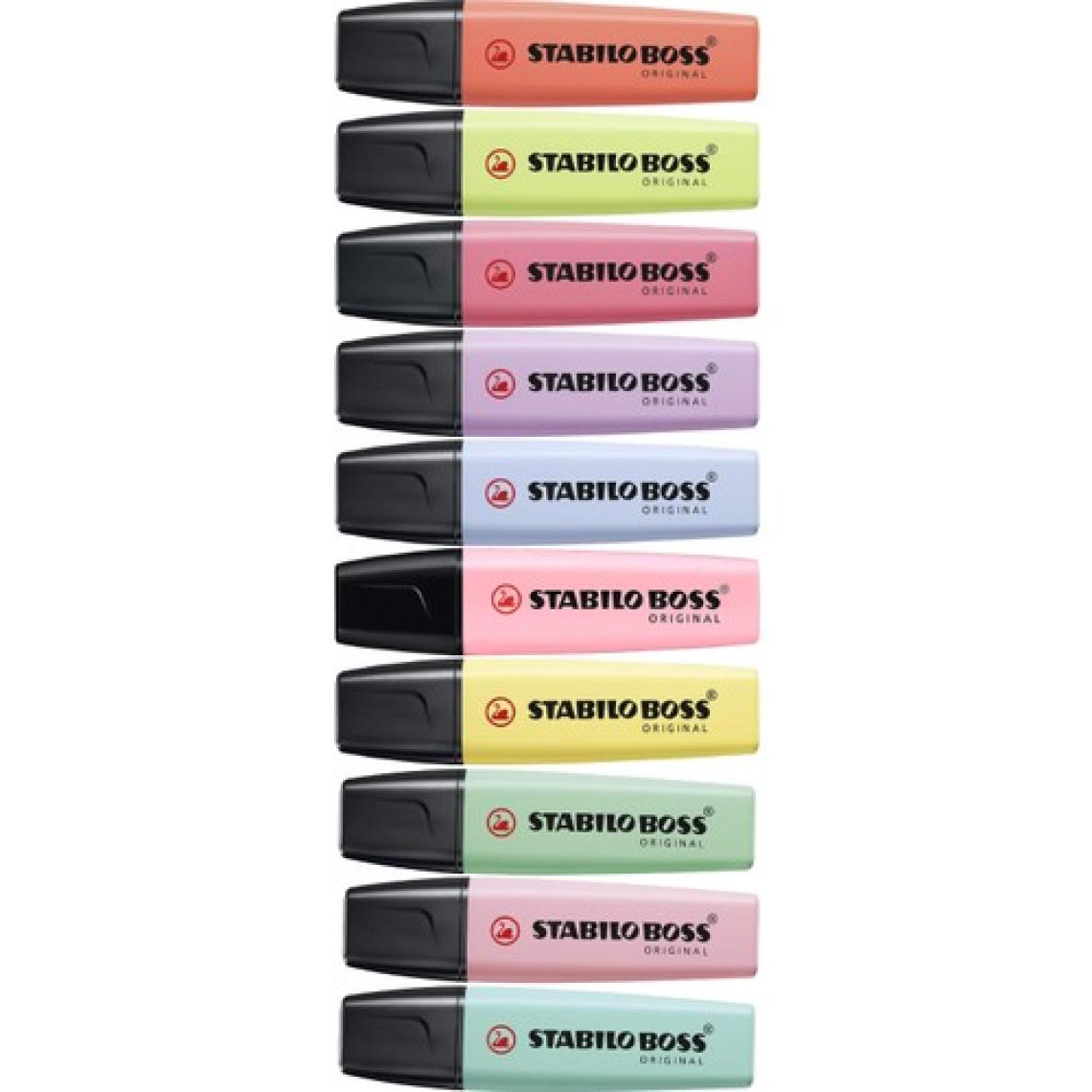 Stabilo Boss Original 10'lu Pastel Renk Fosforlu Kalem Seti - Kompakt Boyut, Çift Uçlu Tasarım
