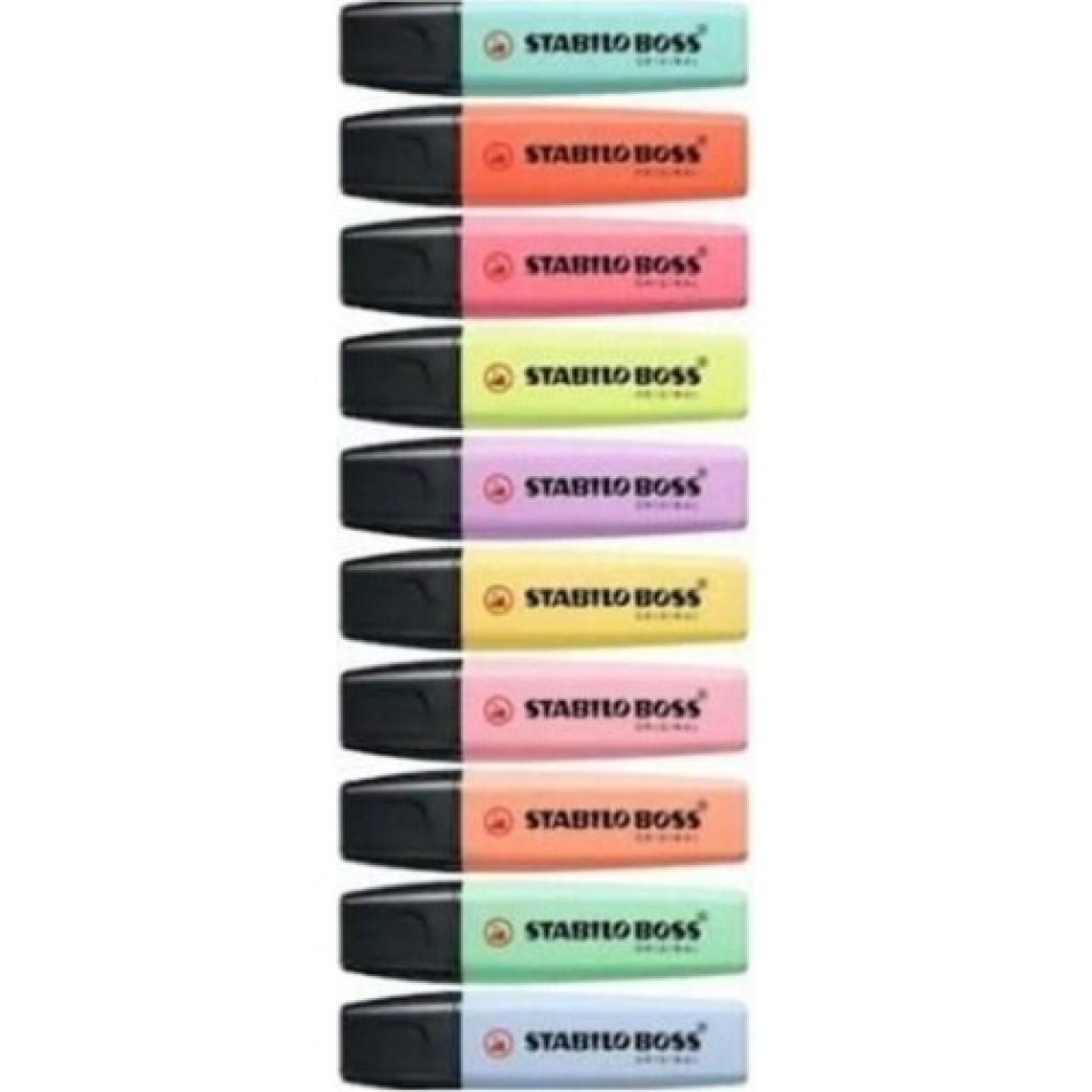 Stabilo Boss Original 10'lu Pastel Renk Fosforlu Kalem Seti - Kompakt Boyut, Çift Uçlu Tasarım