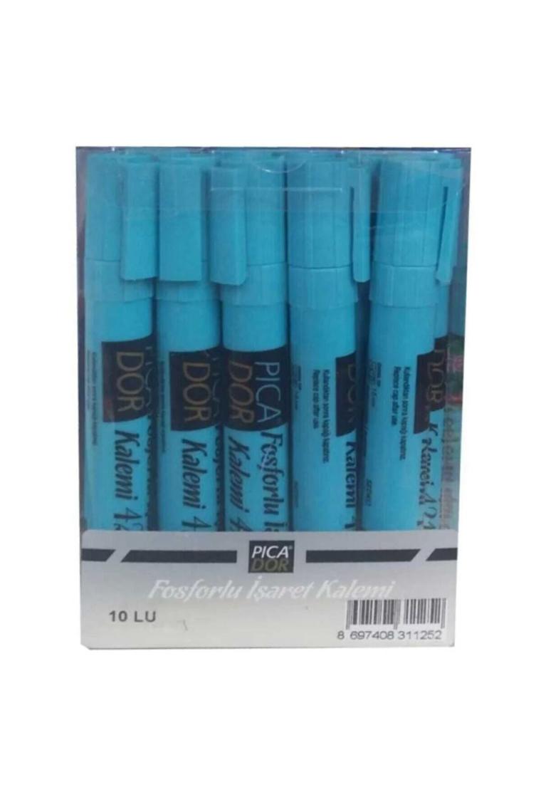 421 Fosforlu Kalem Pastel Mavi Kx 086 10 Lu (1 Paket 10 Adet)