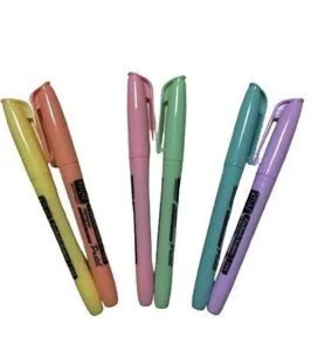 Kraf 6'lı Fosforlu Kalem Seti - Pastel Renkler, 1-4 mm Uç Kalınlığı, Ergonomik Tasarım, Desenli Kesik Uç