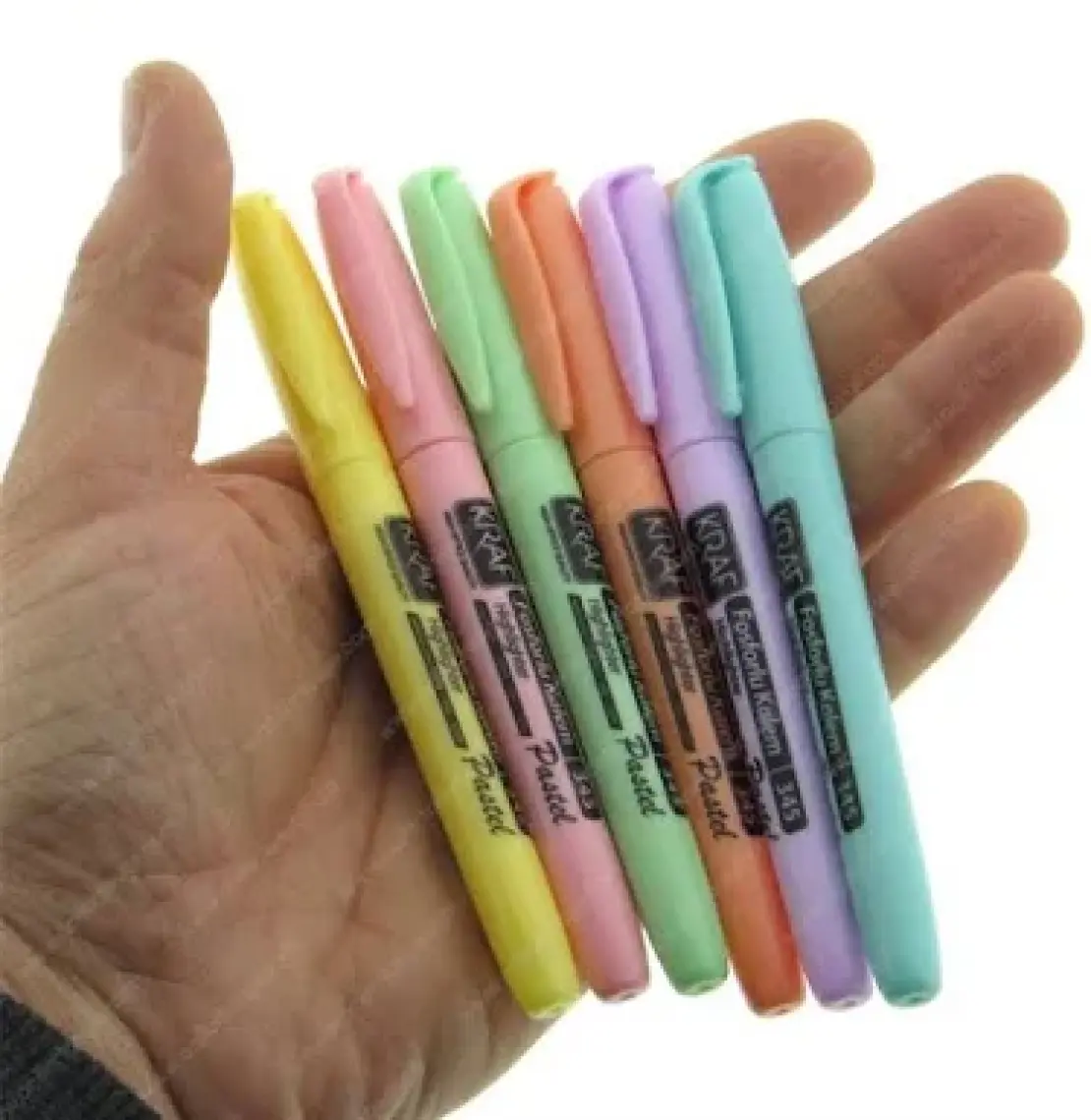 Kraf 6'lı Fosforlu Kalem Seti - Pastel Renkler, 1-4 mm Uç Kalınlığı, Ergonomik Tasarım, Desenli Kesik Uç