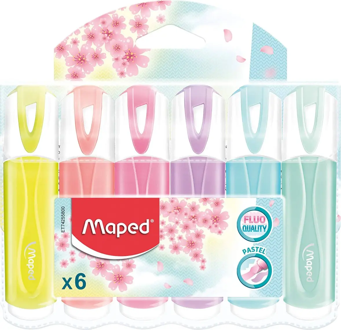 Maped 6'lı Fosforlu Kalem Seti - Pastel Renkler, Kompakt Boyut, Yüksek Parlaklık ve Keçeli Uç ile Eşsiz Tasarım